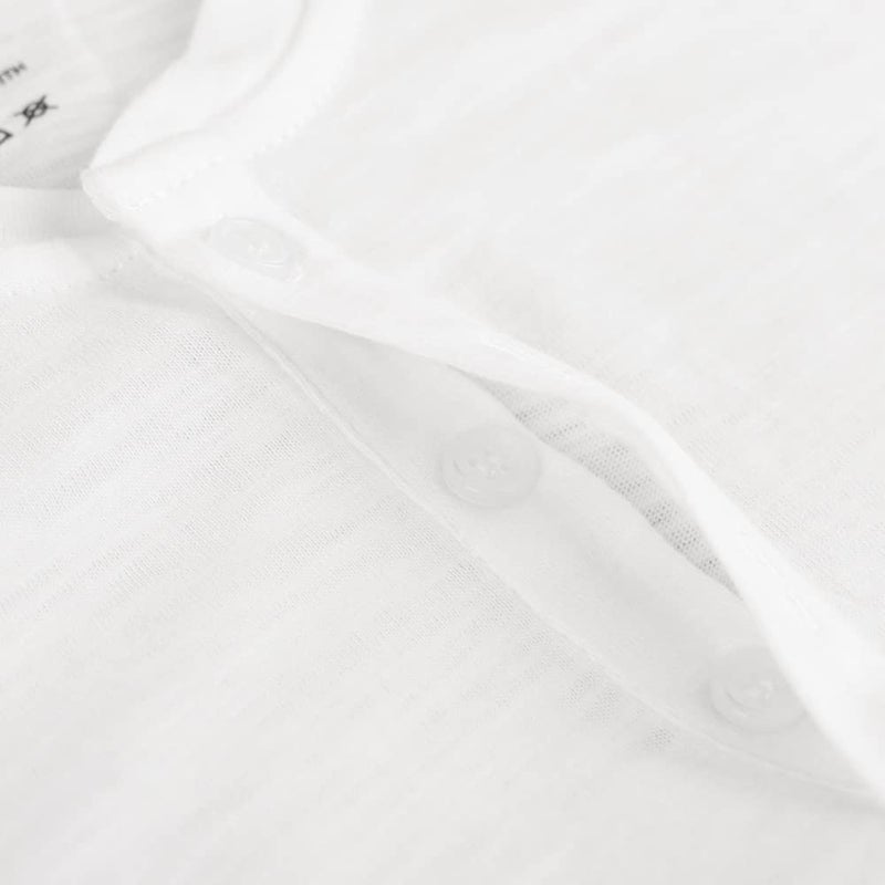 palglg Mens Regular-fit Henley T-Shirt Short-Sleeve with 3 Buttons Placket Slub Vintage Cotton White M - Image 5